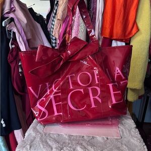 Victoria's Secret Glossy Red and Pink Tote